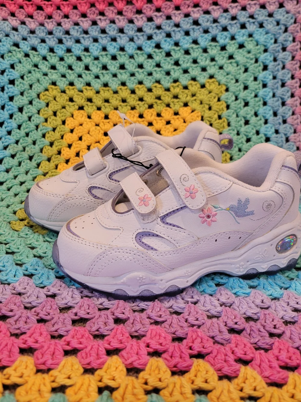 Girl's Sneakers With Bird And Flower Design